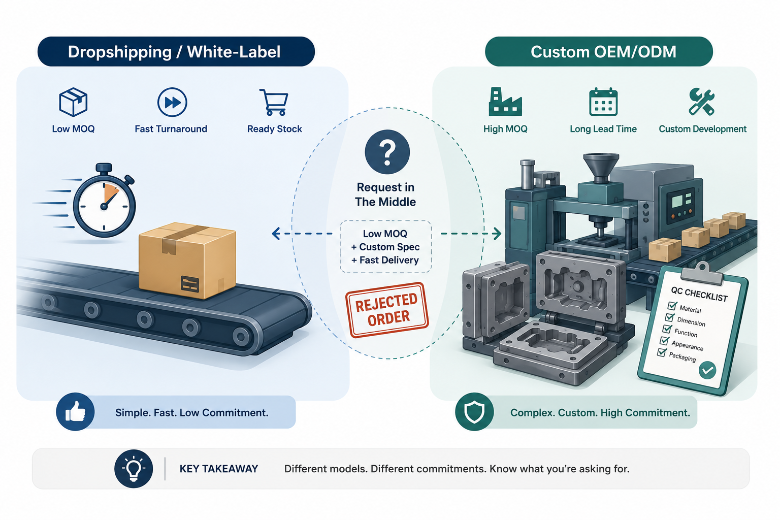 dropshipping lane vs. custom OEM lane